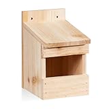 Relaxdays Halbhöhle Nistkasten, Vogelkasten zum Aufhängen, unbehandeltes Holz, Amsel, Flugloch, 20 x 12 x 15,5 cm, natur
