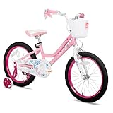 JOYSTAR 20 Zoll Kinderfahrrad für 8-11 Jahre alte Mädchen, 20 Zoll Mädchenfahrrad mit Stützrädern und Stand & Korb,Hellrosa