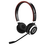 Jabra Evolve 65 Wireless Stereo On-Ear Headset – Microsoft Certified Headphones With Long-Lasting Battery – USB Bluetooth Adapter – Black