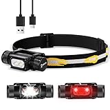 Stirnlampe Led Wiederaufladbar mit 660mn Rotlicht - Sofirn H35R Stirnlampe Kopflampe, Superhell 1500 Lumen Helmlampe mit 10 Modi, Leichtgewichtig IP68 Wasserdichte Stirnlampen für Joggen, Angeln