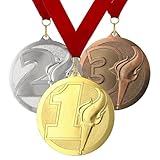 Larius 3 Stücke Premium Metall Gewinner Award Medaillen für Sport, Wettbewerbe, Zahlenmedaillen 1 2 3 Platz