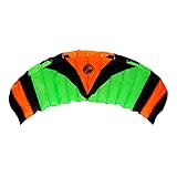 Wolkenstürmer® Paraflex Trainer 3-Leiner Lenkmatte 3.1 (grün/orange) - Flugfertiger Kite Drachen 310cm mit Trainerbar - Trainer Kite & Windtrainer