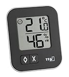 TFA Dostmann Moxx digitales Thermo-Hygrometer, 30.5026.01, zur Raumklimakontrolle, Überwachung der Luftfeuchtigkeit, klein und handlich, 1er Pack, schwarz, L 57 x B 13 (33) x H 69 mm