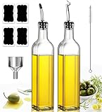 Showvigor Ölflasche, 2 Packung mit 500ML Essig und Ölspender Set, Ölflasche mit Ausgießer, Olivenöl Flasche für Küche und BBQ