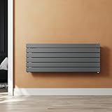 SUNXURY Heizkörper Design Paneelheizkörper 465x1200mm Horizontal Einlagig Heizkoerper Anthrazit mit Seitenanschluss Warmwasserbereitung