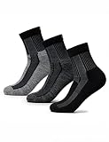 Occulto Damen & Herren Merino Wandersocken 3er Pack (Modell: Makalu) 3 Paar | Schwarz-Grau-Navy 39-42