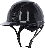 Covalliero Reithelm Eclipse Polo, Glanz-Optik, Disc-System, ERT-Sicherheit, Hervorragende Belüftung, Herausnehmbares Innenfutter, lackschwarz, 52-56cm