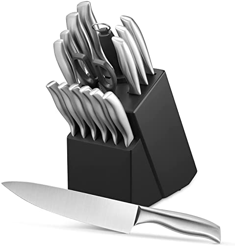 Messerblock, Profi-Messerset, Edelstahl-Messerset, 16-teilig, Messerblock-Sets mit Messer und Hohlgriff