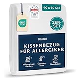 Dreamzie - 2er-Set Milbenbezug Kissen 40x60 - Allergiker Bettwäsche - Kissenschoner 40x60 cm Hausstaubmilben Bekämpfen - Waschbar bis 95°C
