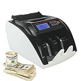 Banknotenzähler mit Fälschungserkennung - Schnelle Geldzählmaschine, 1000 Scheine / min, Unterstützung für mehrere Währungen, LED-Anzeige