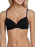 Schiesser Damen Bügel Mit Schale Und Spitze - Pure Cotton BH, Schwarz_157412, 75B EU