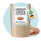 Lower-Carb Pizza Backmischung für 2 Pizzaböden oder 1 Pizzablech | 90% weniger Kohlenhydrate | Glutenfrei, 29g Vegan Protein, mit Mandelmehl Flohsamenschalen & Leinsamen, keto, Organic Workout