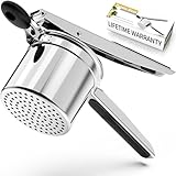 Kartoffelpresse,405ML Heavy Duty kartoffelstampfer edelstahl machen flauschige Kartoffelpüree,feste Ricer Disc ohne Unordnung, mit bequemen Silikongriff,Spülmaschinenfest