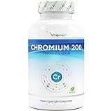 Chromium Picolinate - 200 mcg reines Chrom je Tablette - 365 Tabletten im Jahresvorrat - Laborgeprüft (Wirkstoffgehalt & Reinheit) - Ohne unerwünschte Zusätze - Hochdosiert - Vegan