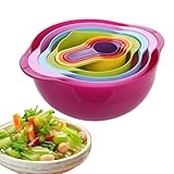 hanwen Kochmessset | Haushaltsgegenstände für neues Zuhause - Buntes, hitzebeständiges Rührschüssel-Set, platzsparende, ineinander steckbare Rührschüsseln zum Backen und Kochen in der Küche