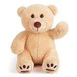 LotFancy Teddybär Plüschtier Kuscheltiere 25cm, Teddy Bär Klein Braunbär Süße Stofftier Spielzeug, Geschenke für Kinder Mädchen Freundin, Geburtstag Valentinstag, Hellbraun