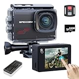 Apexcam M80pro mit 64G Karte Action Cam 4K60FPS 64MP WLAN Sportskamera Unterwasserkamera 40m Wasserdicht 170 ° Weitwinkel 2.4G Fernbedienung 2x1350mAh Akkus mit Zubehör Halterungs-Set