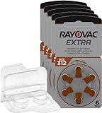30x Rayovac Extra Advanced p312 Hörgerätebatterien 5x6er Blister PR41 Braun 24607 + Aufbewahrungsbox für 2 Hörgerätebatterien (10, 13, 312, 675), Batteriebox für 2 Knopfzellen bis 12 mm x 6 mm (Ø x H)