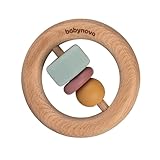 babynova Holz Motorik Beißring - Montessori Holzspielzeug für Zahnen, Spielen & Lernen ab 0 Monate - Frühe Entwicklung der Motorik - BPA-frei