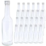 Vitrea 24 leere Glasflaschen 350ml Schraubverschluss Silber - Flaschen zum Befüllen mit Deckel - für Saft, Getränke, Likör, Öl, Saucen - 24 Stück, PP28