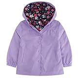 Seanrui Regenjacke für Kleinkinder, wasserdicht, mit Kapuze, Regenmäntel für Mädchen, Windbreaker, Outwear, Violett, 4-5 Jahre