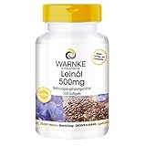 Leinöl Kapseln - pflanzliche Omega 3-6-9 Kapseln - hochdosiert - Flaxseed Oil 500mg - 100 Softgels | Warnke Vitalstoffe