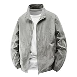 Herren Übergangsjacke Blouson Männer Sportjacke Outdoor Herbstjacke Reißverschlusstaschen Freizeitjacke Herrenjacke Einfarbig Softshelljacke Funktionsjacke Stehkragen Oberteil Jacke 02 Grau M