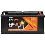 EXAKT GEL Batterie 12V 140Ah Solarbatterie Wohnmobil Batterie Versorgung Bootsbatterie Gelbatterie Gel Akku ersetzt 120Ah 110Ah