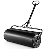 SOARS Rasenwalze befüllbar 113L, Ø40cm Handwalze, Rasenroller mit U-Griff & abnehmbarem Ablassstopfen, Gartenwalze Schwerlasttrommel für Boden, Wiese, Ebenen (Schwarz-113L)