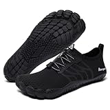 Racqua Wasserschuhe Damen Badeschuhe Herren Leichte schnell trocknende Schwimmschuhe Atmungsaktive Strandschuhe Barfuß Aqua Outdoor für Männer Frauen Schwarz EU40