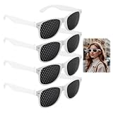 4er Set Rasterbrille Augentraining,Lochbrille Augentrainer,PC-Material,Leichtgewicht,Gitterbrille mit faltbaren Bügeln,Komfortable Multidot Brille,Pinhole Glasses für Augentraining zur Entspannung