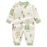 Minizone Babyschlafanzug Jungen Strampler, Baumwolle Einteiler mit Druckknöpfen - Atmungsaktiv Langlebig Weich - Ideal zum Spielen Schlafen 6-9 Monate, Dinosaurier