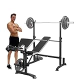 Edostory Olympisches verstellbares Hantelbank-Set, Trainingsgeräte für Heimtraining, Bankdrücken mit Preacher Curl, Beinentwickler, Heim-Fitnessstudio, Ganzkörpertraining