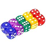 GWHOLE 10 Stück Würfel Bunt Set 6-Seitig, 14 mm, Farbe Würfel Set Spielwürfel Acrylwürfel Flüsterwürfel Dice Set mit abgerundeten Ecken Würfelkönig für Würfelspiele Tischspiele