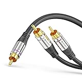 Sonero Premium Cinch Audiokabel, 1x Cinch Stecker auf 2x Cinch Stecker 1,50m, vergoldete Kontakte, schwarz