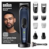 Braun All-In-One Bartpflege Bodygroomer Set, 10-in-1 Barttrimmer / Bartschneider, Trimmer/Haarschneider Herren, Haarschneidemaschine, wasserdicht, 100 Min. kabellose Laufzeit, MGK7410