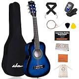 ADM 1/4 Kindergitarre Junior-Konzertgitarre für Anfänger mit Clip-Stimmgerät, Tasche, Gurt, Zusätzlichen Saiten und Plektren, Blau