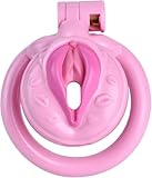BEWISH Peniskäfig mit Schamlippen Male Chastity Cage Peniskäfig Klein Cock Cage Männer Sissy Small Keuschheitskäfig Keuschheitsgürtel für Herren, Penis Käfig mit 4 Cockringe extrem Rosa