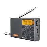 XHDATA D-808 Tragbares Digitales Radio UKW-Stereo/KW/MW/LW SSB RDS Air Band Multi-Band-Radio Lautsprecher mit LCD-Anzeige Wecker Externe Antenne und 2000 mah Chargeable Batterie (Grau)
