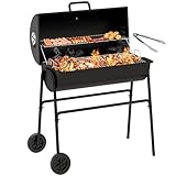 YITAHOME M Holzkohlegrill BBQ Smoker Grillwagen mit Höhenverstellbare Kohlenstoffpfanne & Thermometer, Standgrill für Party, Camping, Garten, inkl. Küchenzange