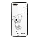 Evetane Schutzhülle kompatibel mit iPhone 7 Plus/8 Plus, Soft Touch, Schwarz, Glossy-Effekt, Löwenzahn, Design
