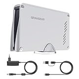 GRAUGEAR Externe 4TB Festplatte im Aluminiumgehäuse, Ideal für PS5, Slim & PS4, 3,5' HDD mit USB-C & USB-A Anschlüssen, Inklusive Netzteil