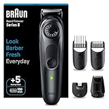 Braun Barttrimmer Series 5, Bartschneider und Trimmer für Herren, mit ultrascharfer Klinge, 40 Längeneinstellungen, Tasche, 100 Min. kabellose Laufzeit, BT5420, Schwarz