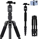 Rollei Compact Traveler No.1 Schwarz, 143cm Stativ Kamera Kompakt Leichtes Reisestativ aus Aluminium Fotostativ mit Kugelkopf Arca Swiss Kompatibel Kamerastativ & Einbeinstativ für DSLR und Smartphone