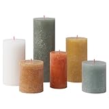 Bolsius Rustik Stumpenkerzen - Geschenk Set 6 Stück - Retro - Dekorative Haushaltkerzen - Länge Brenndauer - Unparfümierte - Natürliches Pflanzenwachs - Ohne Palmöl