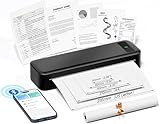 TATTMUSE Thermodrucker A4, 300DPI Bluetooth Mobiler Drucker, Rechnungen, Belegdrucker, Lernen, Tragbarer Drucker Kompatibel mit Phone, Laptop, Monochromer Reisedrucker Nur Thermopapie, Schwarz