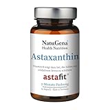 NatuGena Astaxanthin, AstaFit, Vitamin D und E, Grünalge Haematococcus pluvialis, Olivenöl, 60 Kapseln (2 Monats Packung)