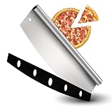 Homikit Pizzaschneider, Edelstahl Wiegemesse mit 35cm Klinge für Pizza, Groß Scharf Pizzamesser Pizza Cutter mit Klingenschutz, Rollrandgriff, Schnelles & gleichmäßiges Schneiden, Spülmaschinenfest