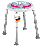 KARAT Duschhocker - 360° drehbarer Duschstuhl belastbar bis 150kg, höhenverstellbar mit rutschfesten Gummifüßen für sicheren Halt - Badhocker, Duschhilfe, Duschsitz