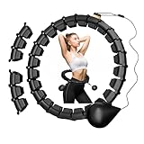 Smart Hoop Reifen Erwachsene Mit Gewicht Kugel,Ultra Leiser Hoola Hoop zum abnehmen Mit 32 Abnehmbaren Segmenten,Hullahub Reifen Zum Abnehmen Max Taillenumfang 165cm (schwarz)